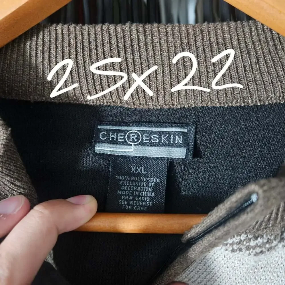 Chereskin Quarter Zip Pullover Sweater XXL Brown Striped